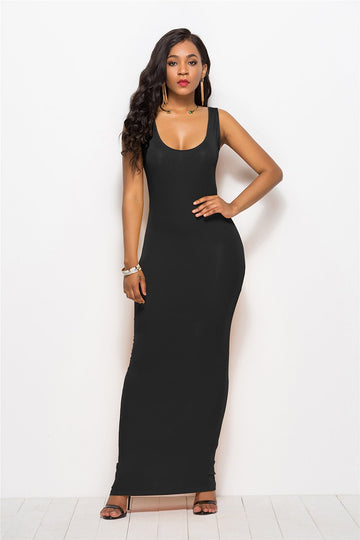 Robe moulante longue noire
